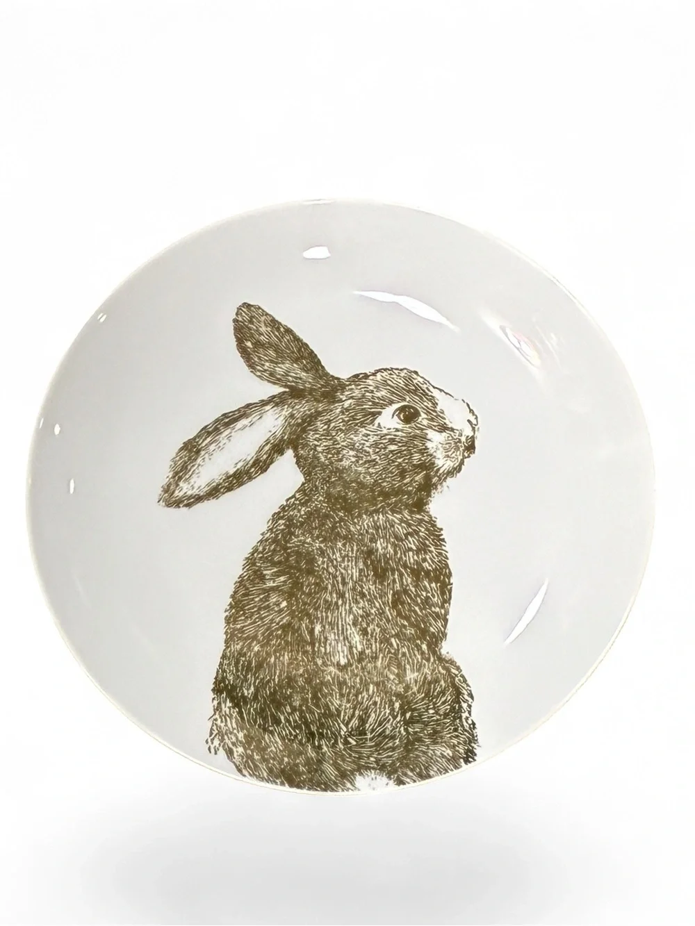 Pier 1 Gold Rabbit Porcelain Salad Plates Set of 4 Easter Bunny Metallic Spring
